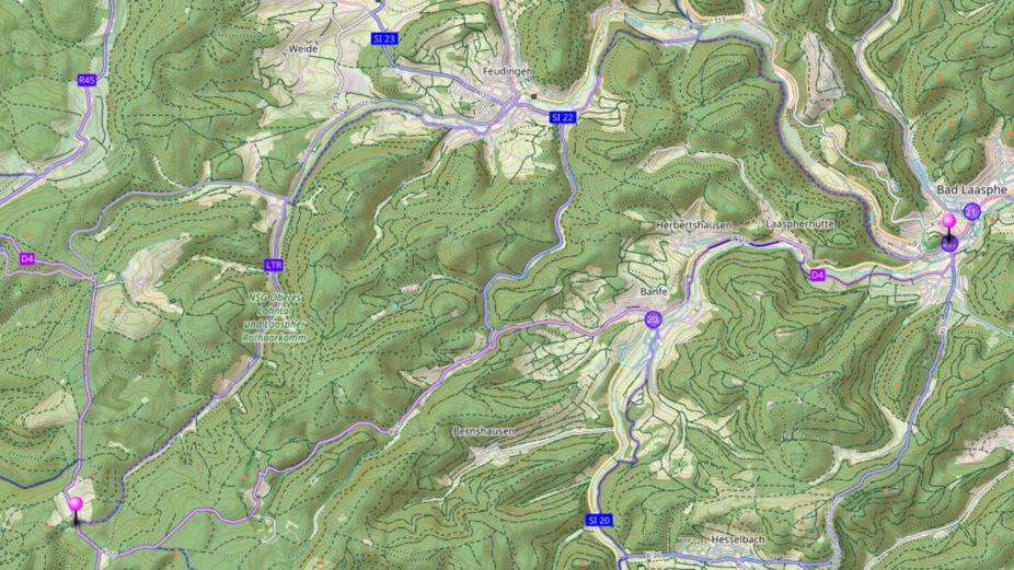 D4LTRAbweichung D4 - Lahntalradweg Abweichung