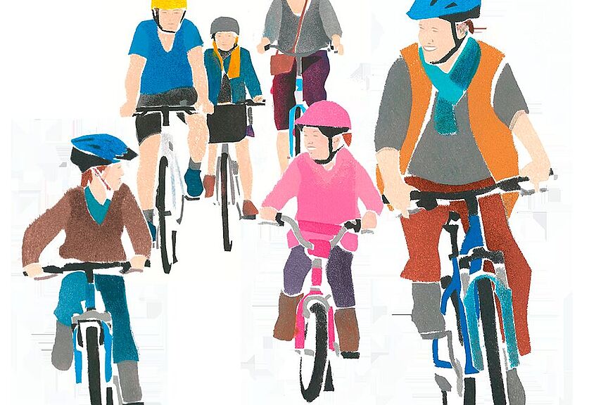 Radfahren Gruppe Illustration Radfahren Gruppe Illustration